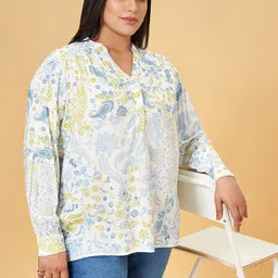 Honey Curvytude by Pantaloons Women Floral Printed Plus Size Regular Top-picture-4