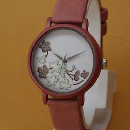 VIRAKTI Women Printed Dial & Leather Straps Analogue Watch G-65-RED-V.Y-image-34