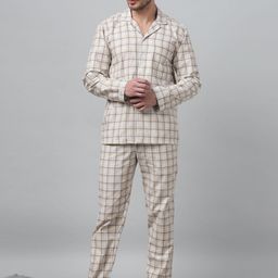 English Navy Men Checked Night suit-image-101