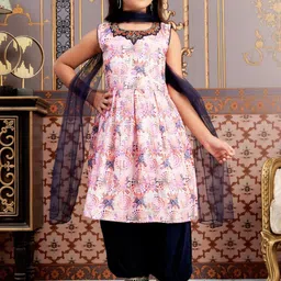 Aarika Girls Floral Printed Regular Kurta with Patiala & With Dupatta-picture-9