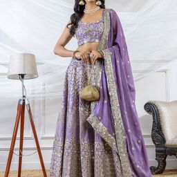 TIKODI Embroidered Sequinned Semi-Stitched Lehenga & Unstitched Blouse With Dupatta-picture-18
