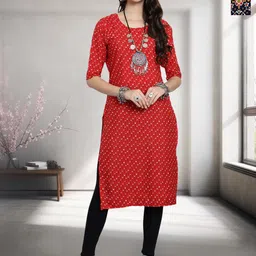 HERE&NOW Selection Of 2 Floral Printed Round Neck Straight Kurtas-image-52