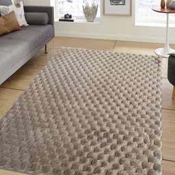 OBSESSIONS Beige Solid Anti-Skid Polyester Carpet-52