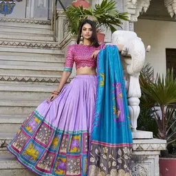 JULEE Printed Ready to Wear Lehenga & Unstitched Blouse With Dupatta image 3