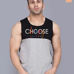 SLOWLORIS Pack Of 2 Printed Combed Cotton Gym Vests VSL26 CMB(CHS BLACKGREY)(NVR RUST)-picture-44