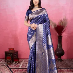 NIWAA Ethnic Motifs Zari Pure Silk Kanjeevaram Saree-14