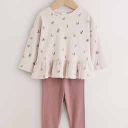 NEXT Infant Girls Ribbed Top with Leggings-picture-7