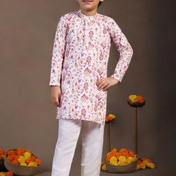 BAESD Boys Ethnic Motifs Printed Regular Kurta with Pyjamas-12