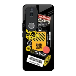 QRIOH Danger Signs Printed Vivo V50e 5G Impact Resistant Back Case-picture-55