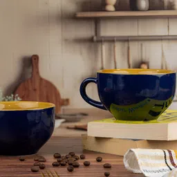 TYOOHAR Navy Blue 2 Piece Ceramic Core Coffee Mugs-image-0
