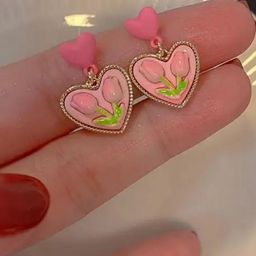 Estailo fashion Heart Shaped Drop Earrings-image-16