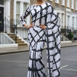 Anouk Rustic Tie and Dye Digital Print Pure Crepe Saree with Matching Blouse-picture-24