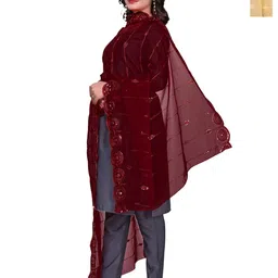 Kemza Selection Of 2 Geometric Embroidered Organza Dupattas With Sequinned-picture-18