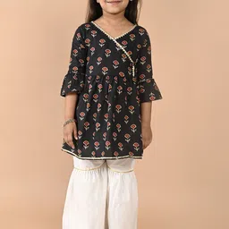 BAESD Girls Floral Printed Gotta Patti Pure Cotton Kurta With Sharara-51