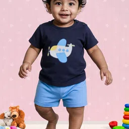 Nuego Boys Graphic Printed Cotton T-shirt with Shorts-image-6