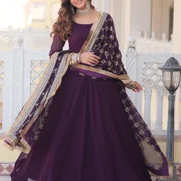 KALINI Women Anarkali Gown and Bottom With Dupatta Set-picture-25