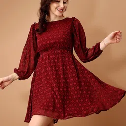 all about you Women Self Design Fit & Flare Dress-image-68