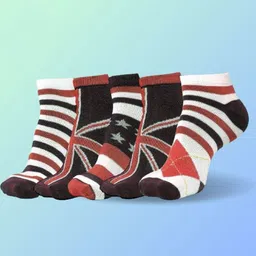 MJE Men Pack Of 5 Patterned Ankle Length Socks-image-94