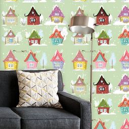 ArtzFolio Printed UV-Resistant Anti-Bacterial Cute Houses Peel & Stick Wallpaper-image-96