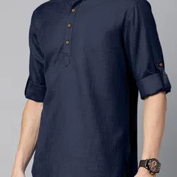 Fifth U Men Navy Blue Kurta-10