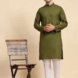 SKAVIJ Men Regular Pure Cotton Kurta with Pyjamas-image-85