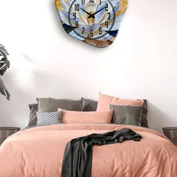 OLIVE TREE Blue & Beige Printed Wooden Contemporary Wall Clock-image-98