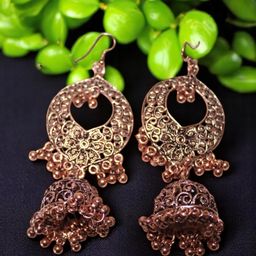 Jolly Faces Ghungroo Beaded Dome Shaped Jhumkas-20