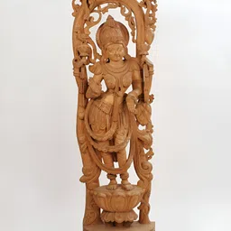 Exotic India Brown Wooden Religious Lakshmi Idol Showpiece-image-18