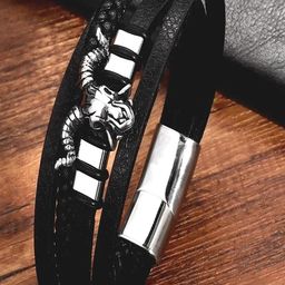 Jewelgenics Men Black Leather Bracelet-image-88