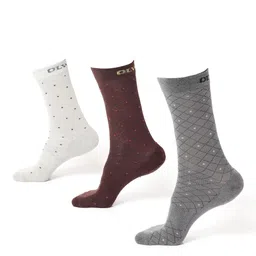 OLWEN Men Pack Of 3 Patterned Cotton Calf Length Socks-image-47