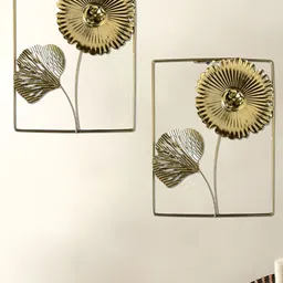 Art Street Gold-Toned 2 Piece Synthetic Wood Floral and Botanical Wall Paintings-image-27