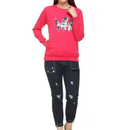 WOOL 4U Women Graphic Printed Round Neck Pullover Sweatshirt-image-90