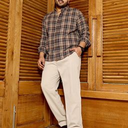 Instafab Plus Men Plus Size Comfort Fit Checked Button-Down Collar Cotton Casual Shirt-picture-45