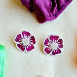 Sangria Artificial Beaded Floral Shaped Bohemian Studs-3