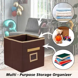 Kuber Industries Brown & Beige Regular Square Storage Box Organiser image 3
