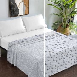 KLOTTHE Grey Floral AC Room 150 GSM Double Bed Dohar-image-65