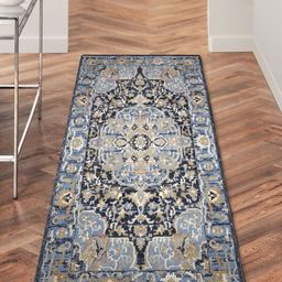 OBSESSIONS Blue & White Ethnic Motifs Printed Bedside Runner-20