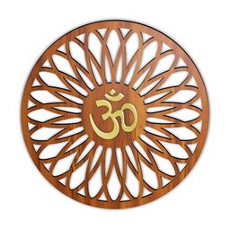 HEARTILY Brown & Gold Toned Om Wooden Spiritual Wall Decor-54