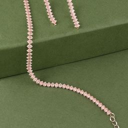 Zaveri Pearls Rose Gold-Plated Cubic Zirconia-Studded Jewellery Set-image-98