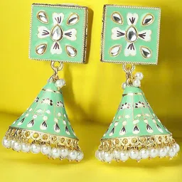 OOMPH Geometric Jhumkas Earrings-image-62