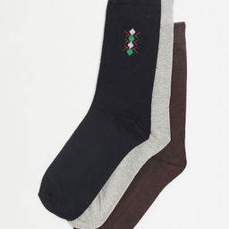 Camey Men Pack Of 3 Assorted Cotton Calf-Length Socks-48