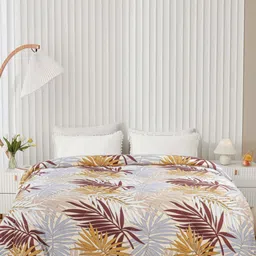Aura Brown & Grey Floral Printed AC Room 300 GSM Double Bed Comforter-image-12