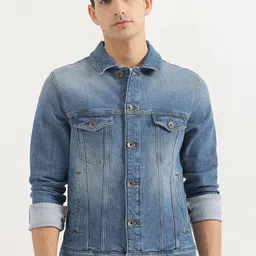 United Colors of Benetton Men Washed Denim Jacket with Embroidered-picture-7