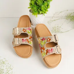TheChokriWomen Printed Open Toe Flats-17