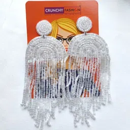 Crunchy Fashion Artificial Stones Studded Tasselled Contemporary Drop Earrings-48