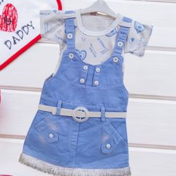 BAESD Infant Girls Printed Dungarees With T-Shirt-32