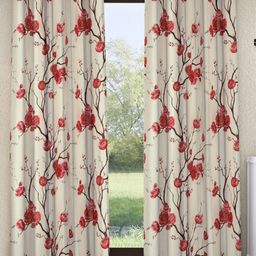 Aura Maroon & White 2 Pieces Floral Printed Long Door Curtains-image-94