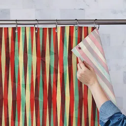 ArtzFolio Red & Brown Printed Waterproof Shower Curtain-13