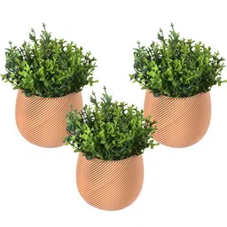 Kuber Industries Gold-Toned & Green 3 Pieces Artificial Flower With Pot-picture-15