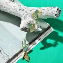 DressBerry Gold-Plated Artificial Stone Studded Contemporary Studs-image-75